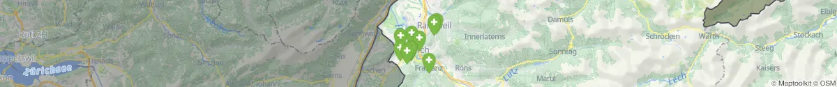 Kartenansicht für Apotheken-Notdienste in der Nähe von Feldkirch (Feldkirch, Vorarlberg)